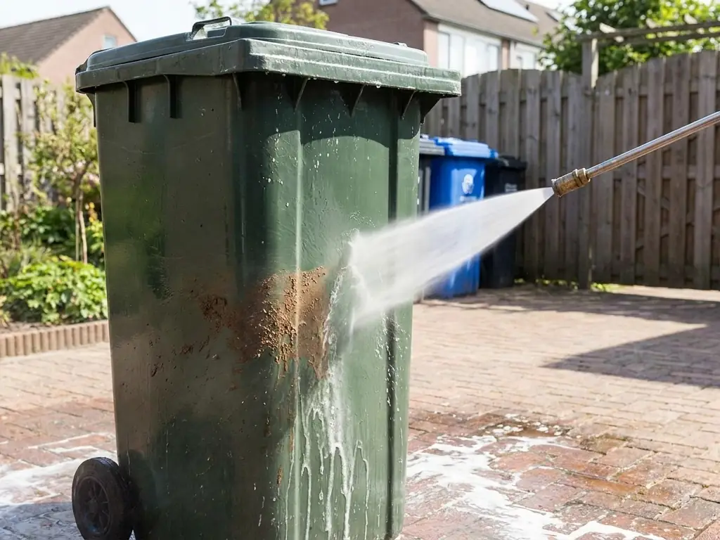 Trash and recycling bin cleaning services in Cherry Hill, NJ — high-pressure sanitizing to eliminate odors and bacteria from curbside bins.
